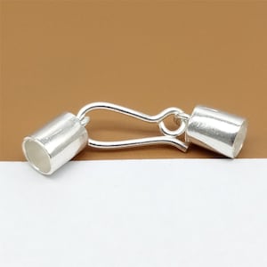 2 Sterling Silver Plain End Cap Connectors for Bracelet Cord, 925 Silver Cord End Caps, Bracelet End Caps