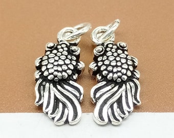 Sterling Silber Fisch Charme 2-seitig , 925 Silber Fisch Charms , Ozean Charme , Meer Charm , Armband Charm, Halskette Charm