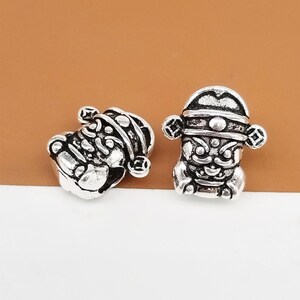 2 Sterling Silver God of Wealth Beads, 925 Silver Chinese Coin Bead, Lucky Bead, Wealth Bead, Large Hole Bead, Bracelet Bead, Necklace Bead