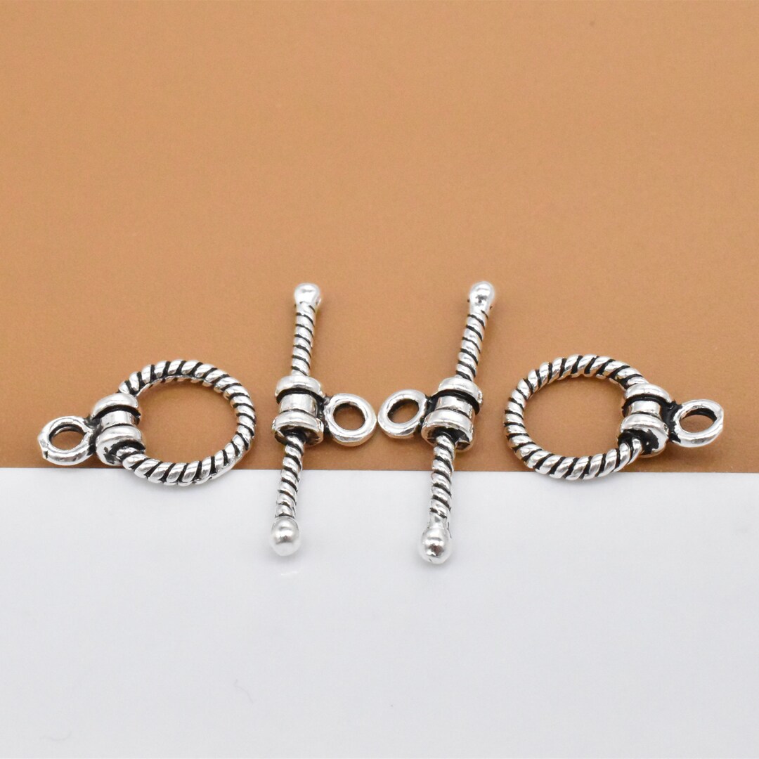 5 Sterling Silver Coiled Toggle Clasps, 925 Silver Toggle Clasps ...
