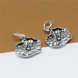 4 Sterling Silver Lotus Leaf Charms, 925 Silver Lotus Charms, 925 Sterling Silver Lotus Yoga Meditation Charms