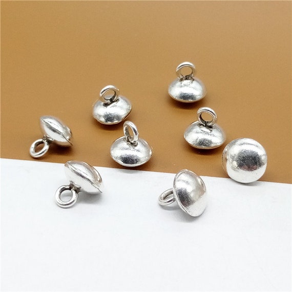 4 Thai Karen Hill Tribe Silver Plain Button Clasps for Bracelet