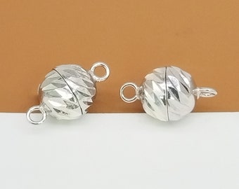 Magnetyczne zapięcia ze srebra próby 925, zapięcie magnetyczne ze srebra próby 925 z rodowaniem, zapięcie kulkowe, zapięcie bransoletki, zapięcie naszyjnika 8 mm