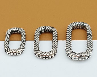 4 Sterling Silver Push Clasps Twist Corrugated, 925 Silver Oval Gate Clasp, Hinged Clasp, Spring Gate Clasp,  Bracelet Clasp, Necklace Clasp