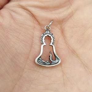 2 Sterling Silver Tibetan Buddha Charms 2-Sided, 925 Silver Buddhism Charm, Prayer Charm, Bracelet Charm, Necklace Charm