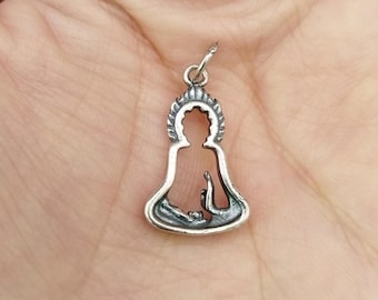 Ciondolo a doppia faccia in argento sterling raffigurante Buddha tibetano, ciondolo buddista in argento 925, ciondolo per la preghiera, ciondolo per bracciale, ciondolo per collana