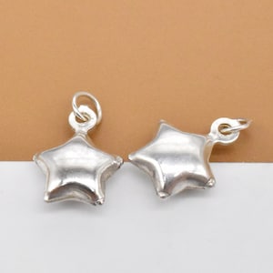 4 Sterling Silver Hollow Star Charms, 925 Silver Star Charms, Small Star Charms, Celestial Charm, Pentagram Charm for Bracelet Necklace