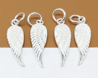 2 dijes de alas de plata esterlina, dijes de alas de ángel, dijes de alas de plata 925, dijes de alas brillantes, dijes para pulseras, dijes para collares