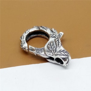Sterling Silver Large Lobster Clasp w/ Leaf Pattern, 925 Silver Lobster Clasp, Trigger Clasp, Bracelet Clasp, Necklace Clasp
