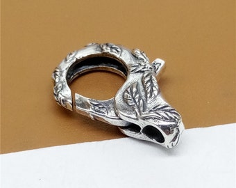 Sterling Silver Large Lobster Clasp w/ Leaf Pattern, 925 Silver Lobster Clasp, Trigger Clasp, Bracelet Clasp, Necklace Clasp