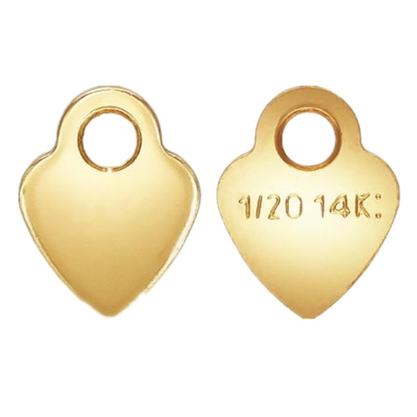 20pcs 14K Gold Filled Heart Quality Tag, Heart Quality Tag, 14K Yellow Gold Filled Jewelry Findings 1/20 14K