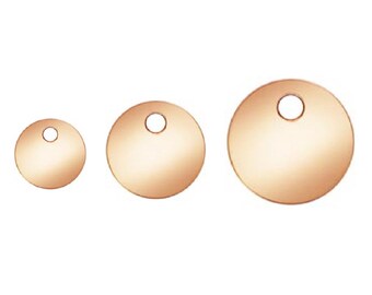 14K Rose Gold Filled Blank Disc Charms, Rose Gold Filled Circle Disc Charm 4mm 6mm 7mm 9mm 11mm 13mm, Round Disc Tag Charm for Engraving