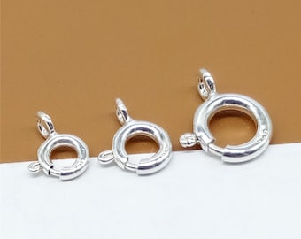 20 Sterling Silver Spring Rings, 925 Sterling Silver Spring Ring Clasp with Open Ring 5mm,6mm,7mm, 8mm
