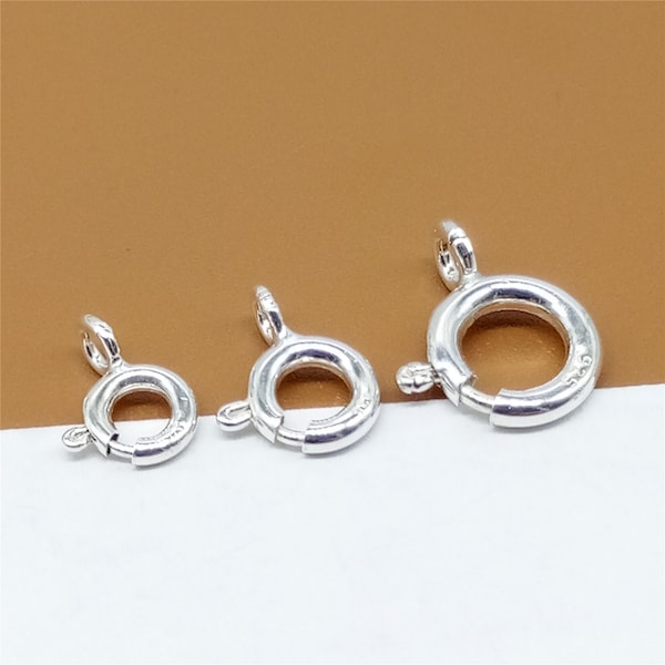 20 anneaux ressort en argent sterling, fermoir anneau ressort en argent sterling 925 avec anneau ouvert 5 mm, 6 mm, 7 mm, 8 mm