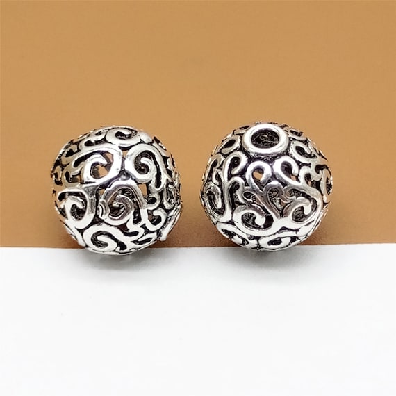 Sterling Silver 9 MM Round Seamless Hollow Beads Pack Of 4