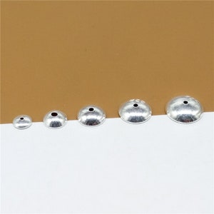 Sterling Silver Shiny Plain Bead Caps for Bracelet Bead Spacers, 925 Silver Bead Caps 3mm 4mm 5mm 6mm 7mm 8mm