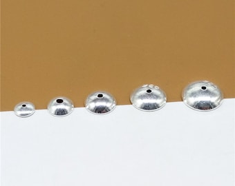 Sterling Silver Shiny Plain Bead Caps for Bracelet Bead Spacers, 925 Silver Bead Caps 3mm 4mm 5mm 6mm 7mm 8mm