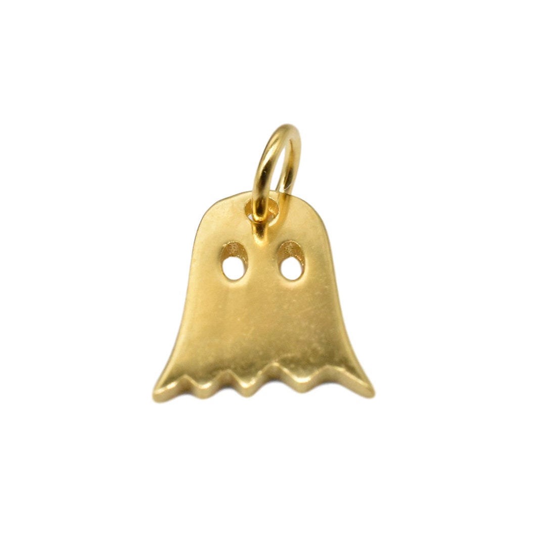 14K Gold Vermeil Style Ghost Charm, 925 Sterling Silver Ghost Charm W ...