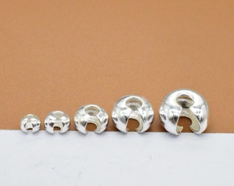 Perles de couvercle à sertir en argent sterling 2.5mm 3mm 4mm 5mm 6mm, perles de sertissage en argent 925, perles de couverture, extrémités de cordon