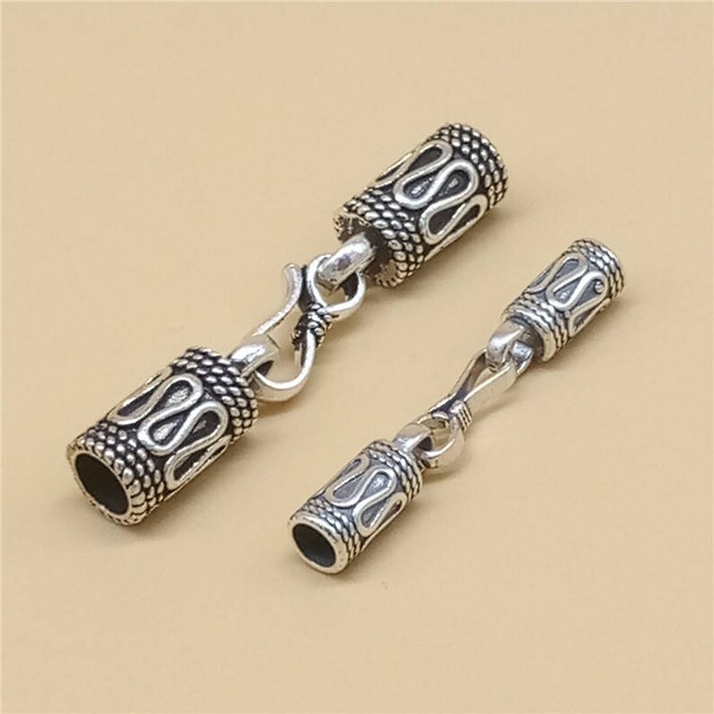 Sterling Silver Braided Cord End Cap Bracelet Leather Cord Etsy