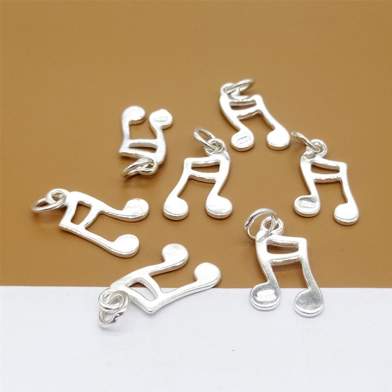 5 Sterling Silver Music Notes Charms 925 Silver Music Charms Etsy