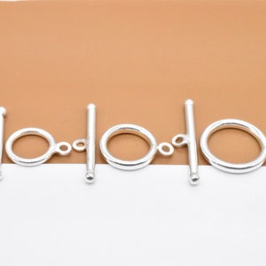 5 Sterling Silver Toggle Clasps, Circle 11mm, 13mm, 15.5mm, 925 Silver Toggle Clasp, Bracelet Clasp, Necklace Clasp