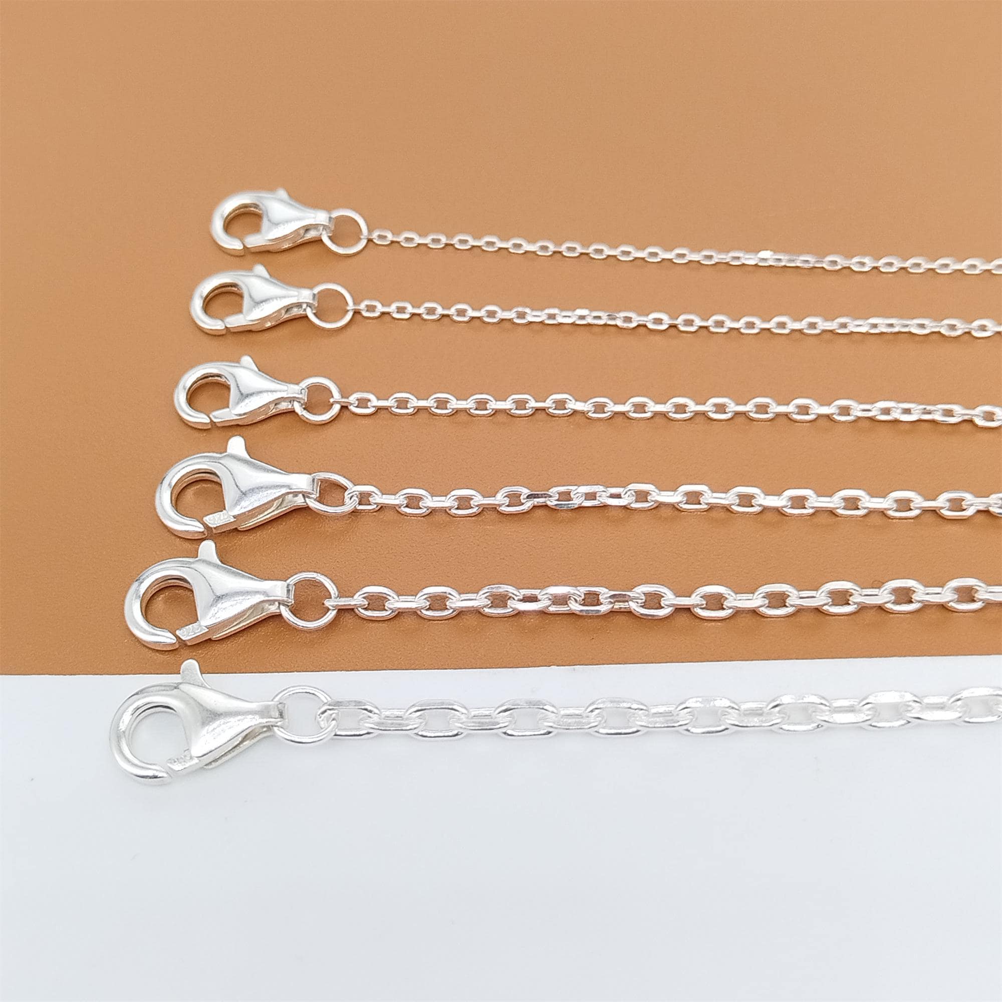 Sterling Silver Drawn Cable Necklace Chain, 925 Silver Drawn Cable