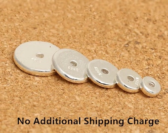 Sterling Silver Round Spacer Beads, 925 Sterling Silver Greek Beads, Disc Beads, Round Beads 4mm 5mm 6mm 8mm 10mm 12mm 14mm