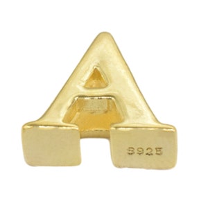 Conta deslizante estilo alfabeto A em ouro vermeil 14K, conta deslizante em prata esterlina 925 com banho de ouro 14K pesado, conta deslizante, conta de pulseira