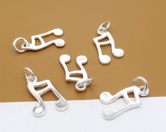 2 Sterling Silver Music Notes Charms, 925 Silver Music Charms 2 Sided, Small Music Pendant, Music Jewelry Findings, Bracelet Necklace Charm