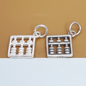 4 Sterling Silver Square Abacus Charms, 925 Silver Small Abacus Charm, Counting Frame Charm, Calculate Charm, Bracelet Charm, Necklace Charm