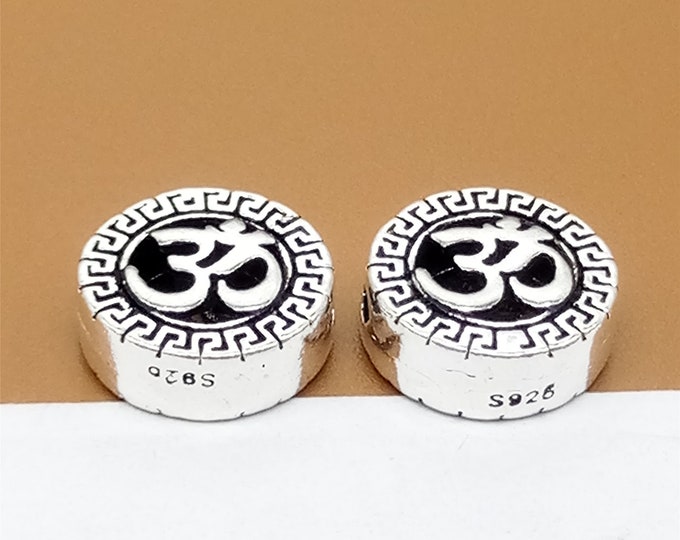 Sterling Silver OM Bead, 925 Silver OM Bead, Yoga Buddhism Bead, Bracelet Bead, Necklace Bead