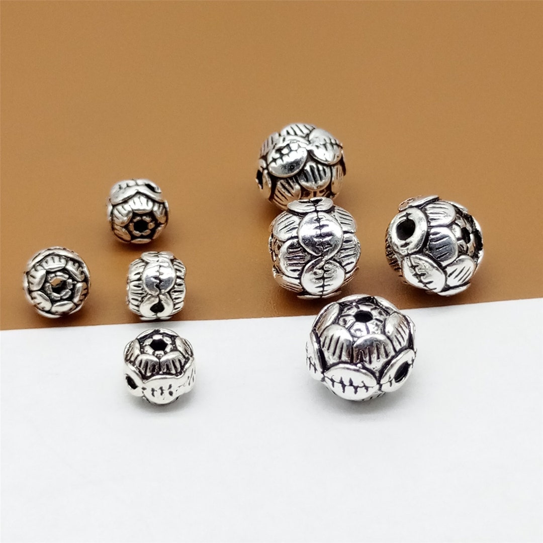 Sterling Silver Lotus Beads With Two Same Sides, 925 Silver Lotus Beads