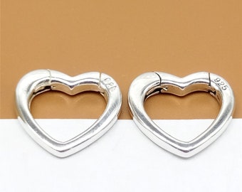 Sterling Silver Love Heart Push Clasp, 925 Silver Heart Hinged Clasp, Love Heart Spring Gate Clasp, Holder Clasp, Bracelet Necklace Clasp