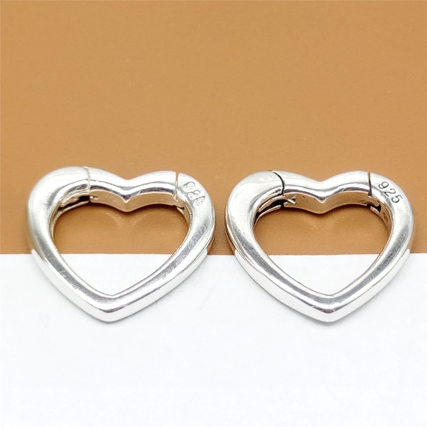 Sterling Silver Love Heart Push Clasp 925 Silver Heart Hinged