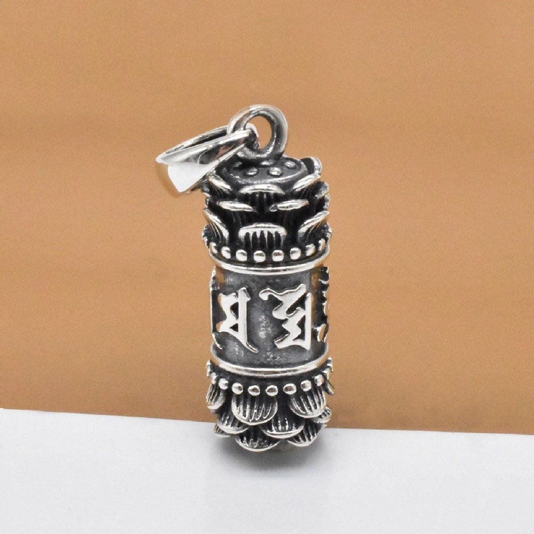 Sterling Silver OM Locket Pendant 925 Silver Cylinder Locket Etsy