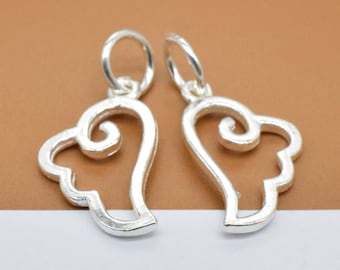 2 pingentes de asa de anjo em prata de lei 925, pingentes pequenos de asa em prata 925, pingente para pulseira, pingente para colar, pingente para brinco, confecção de joias com asas