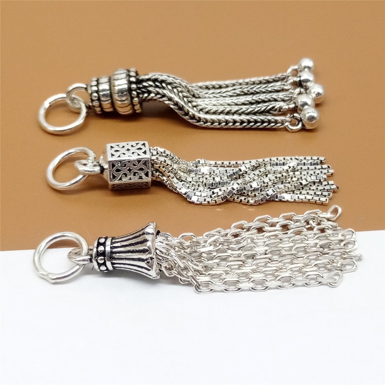 Sterling Silver Chain Tassels for Necklace 925 Silver Tassel Etsy Australia