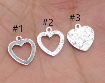 20 Sterling Silver Heart Charms, Small Heart, Love Heart Charm, 925 Silver Spiral Heart Charm, Heart Bracelet Charm, Necklace Charm
