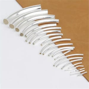 Sterling Silber Curve Tube Bead, Nudel Tube, 925 Silber Curve Tube Bead, Glatte Röhre, Röhrenperle, Armbandperle, Halskettenperle