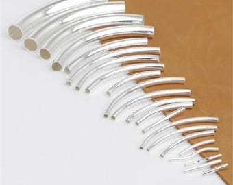 Sterling Silber Curve Tube Bead, Nudel Tube, 925 Silber Curve Tube Bead, Glatte Röhre, Röhrenperle, Armbandperle, Halskettenperle