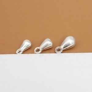 8 Sterling Silver Tiny Drop Charms for Extension Chain, 925 Silver Water Drop Charm for Chain Extender, Extender Chain Tag Charm