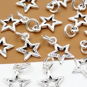 12 Sterling Silver Small Pentagram Charms, Star Charms, 925 Silver Pentagram Charms, Bracelet Charm, Necklace Charm