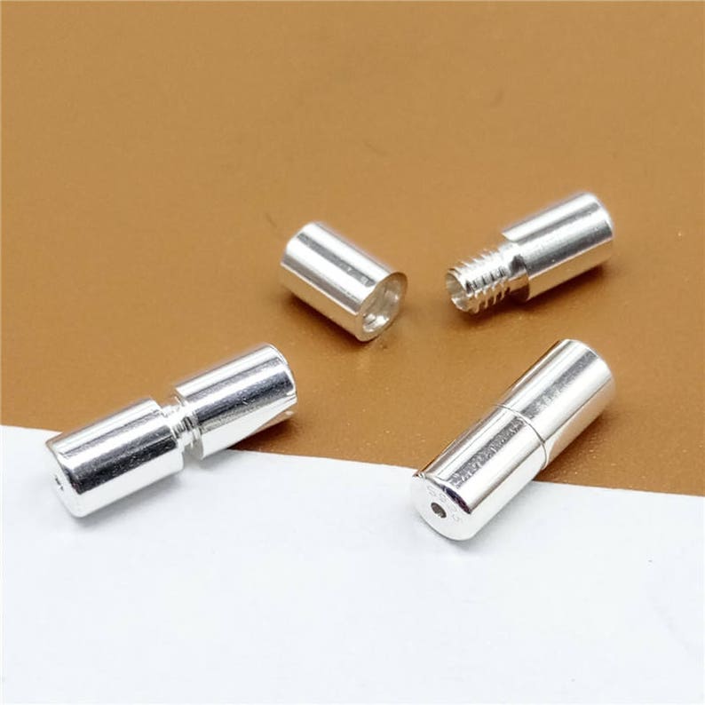 2 Sterling Silver Screw Clasps 925 Silver Barrel Screw Clasp Etsy