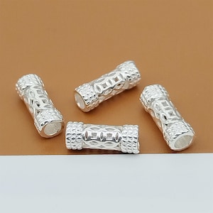 4 Sterling Silver Small Tube Bead, Bead Spacer, 925 Silver Tube Bead, Flower Bead, Spiral Bead, Coin Bead for Bracelet Necklace Bead