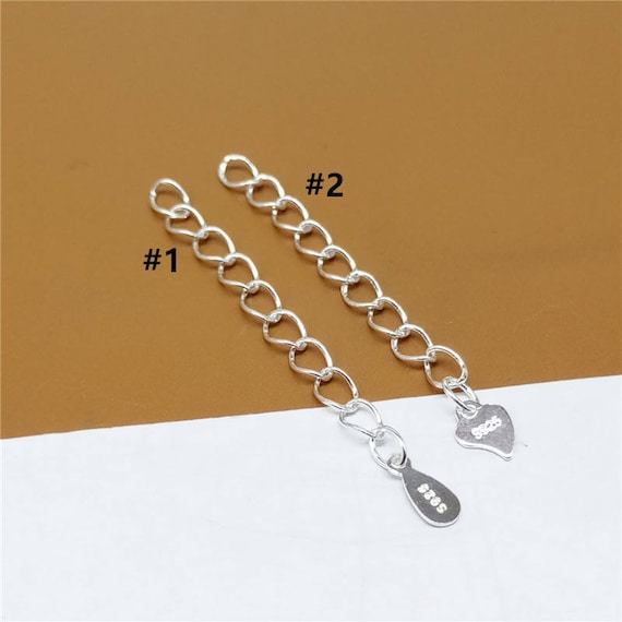 Lobster Claw Clasps 5Pcs 925 Sterling Silver Bracelet Necklace Extender Chains Extension 3"/80mm DIY Silver Drops - Foto 5