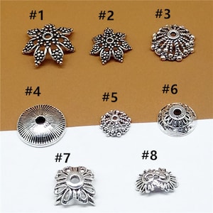 4 Sterling Silver Flower Bead Caps, 925 Silver Bead Caps for Bracelet, 925 Stering Silver Bead Caps
