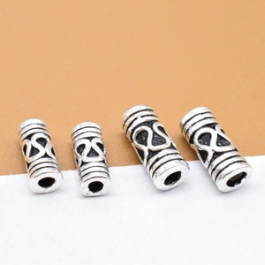 10 Sterling Silver Tube Beads, 925 Silver Bead, Small Tube, Barrel Bead, Patterned Bead, Spacer Tube, Bracelet Bead, Necklace Bead