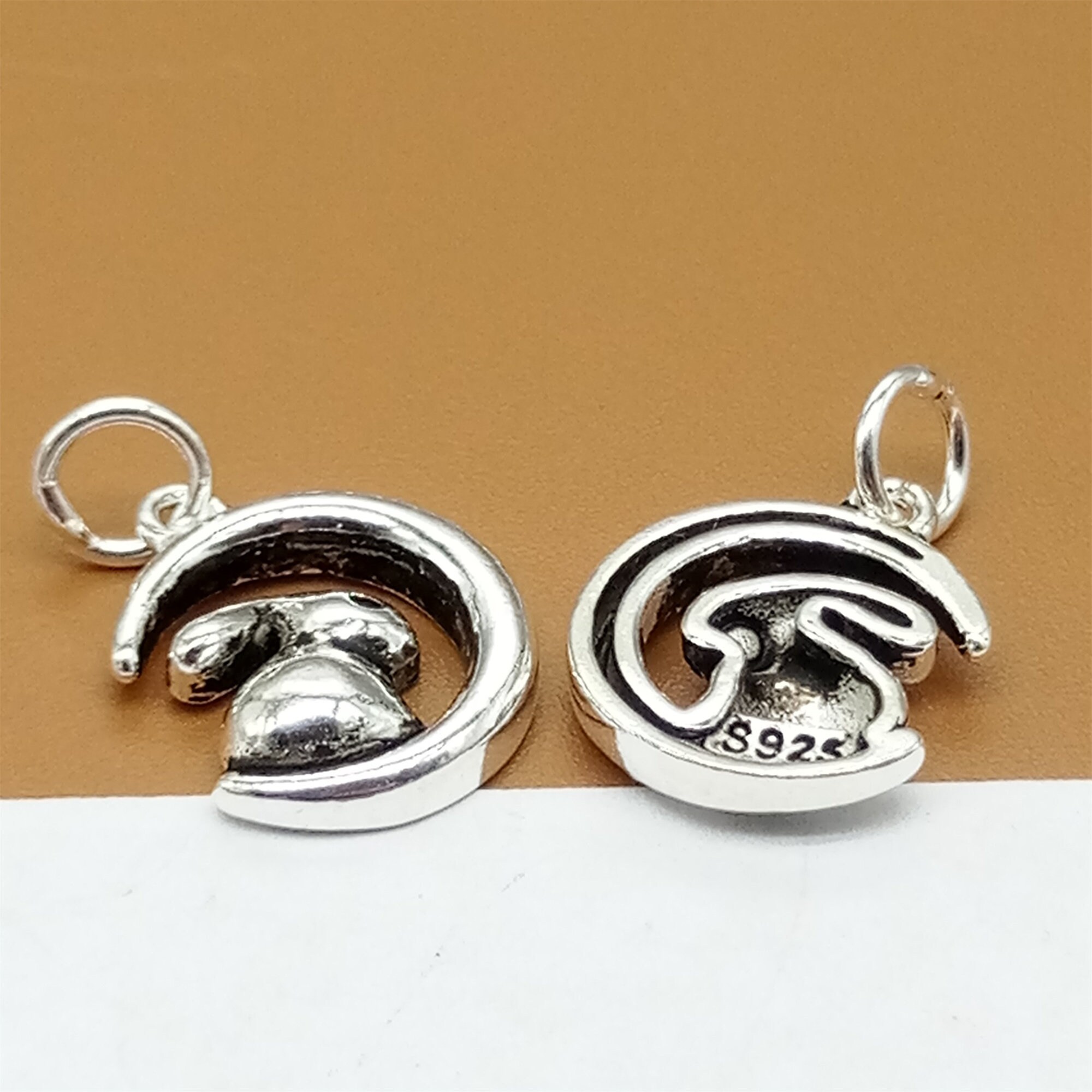 4 ciondoli a forma di coniglio luna in argento sterling, ciondolo a forma di coniglio in argento 925, ciondolo a forma di coniglietto pasquale, ciondolo a forma di animale, ciondolo a forma