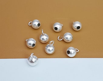 10 Sterling Silver Half Drilled Bead with Open Jump Ring, 925 Silver Half Drilled Bail Bead, Bead Charm, Bracelet Bead, Necklace Bead